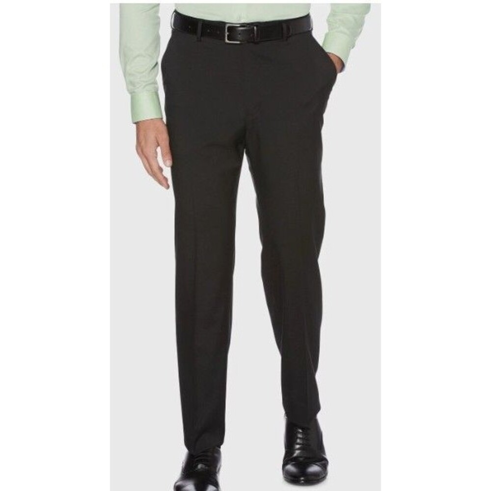 New Mens Perry Ellis Portfolio Travel Luxe Performance Black Dress Pants 34 x 30